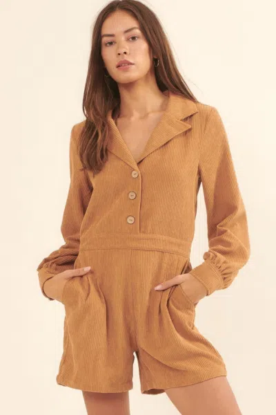 Truedames A Woven Corduroy Romper In Gray
