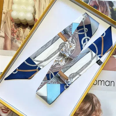 Truedames Abstract Chain Motif Print Silky Twilly Skinny Scarf In Multi