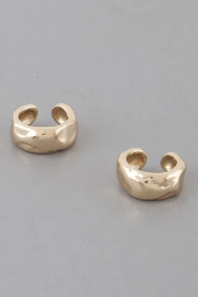 Truedames Abstract Dent Hoop Earrings In Gold