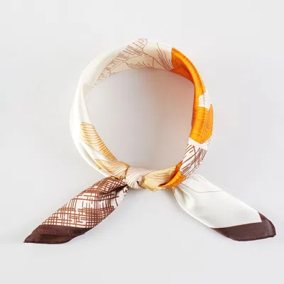 Truedames Abstract Floral Geometric Patchwork Printed Square Silky Satin Bandana Scarf In Multi