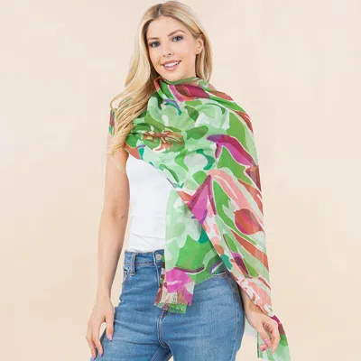 Truedames Abstract Floral Pattern Print Lightweight Wrap Scarf In Multi