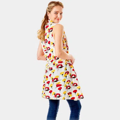 Truedames Abstract Floral Vest Cover Up In White