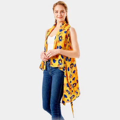 Truedames Abstract Floral Vest Cover Up In Yellow