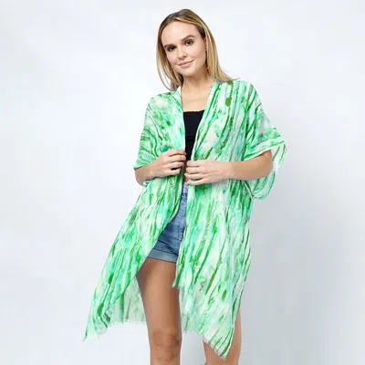 Truedames Abstract Foil Print Kimono Poncho In Green