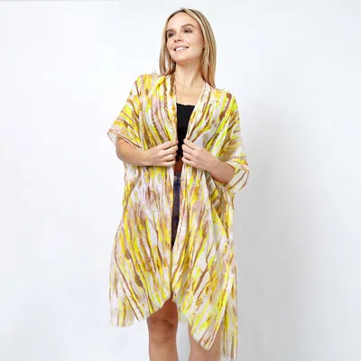 Truedames Abstract Foil Print Kimono Poncho In Multi