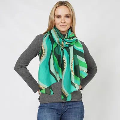 Truedames Abstract Foil Print Scarf In Green