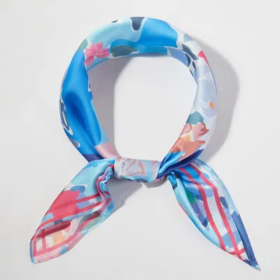 Truedames Abstract Garden Print Square Bandana Scarf In Metallic