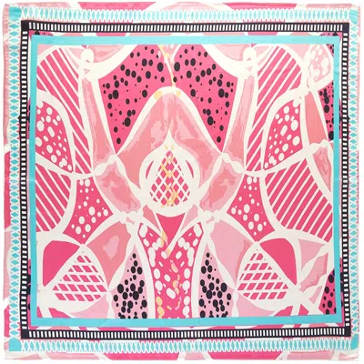 Truedames Abstract Graphic Print Square Bandana Scarf In Pink