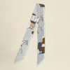 Truedames Abstract Horse Grid Pattern Printed Twilly Skinny Scarf In Blue