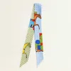 Truedames Abstract Horse Grid Pattern Printed Twilly Skinny Scarf In Multi