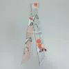 Truedames Abstract Horse Grid Pattern Printed Twilly Skinny Scarf In Multi