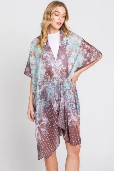 Truedames Abstract Paisley Flower Print Kimono In Multi