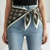 Truedames Abstract Pattern Printed Silk Scarf In Green