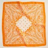 Truedames Abstract Pattern Printed Square Silky Satin Scarf In Gold
