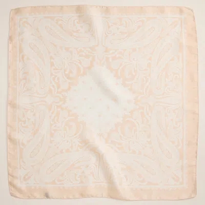 Truedames Abstract Pattern Printed Square Silky Satin Scarf In Sand