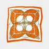 Truedames Abstract Pattern Printed Square Silky Satin Scarf Shawl In Orange