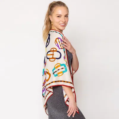 Truedames Abstract Pattern Printed Triangle Shape Cashmere Silk Blend Scarf In Multi