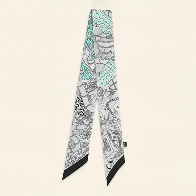 Truedames Abstract Pattern Printed Twilly Skinny Scarf In Blue