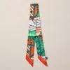 Truedames Abstract Pattern Printed Twilly Skinny Scarf In Orange