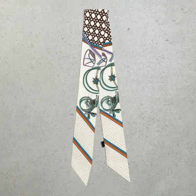 Truedames Abstract Pattern Printed Twilly Skinny Scarf In White