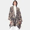 Truedames Abstract Patterned Ruana Poncho In Gray