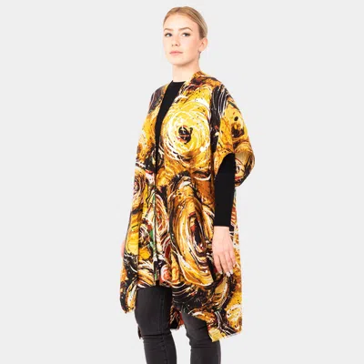 Truedames Abstract Print Kimono Poncho In Orange