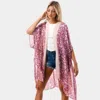 Truedames Abstract Print Kimono Poncho In Pink