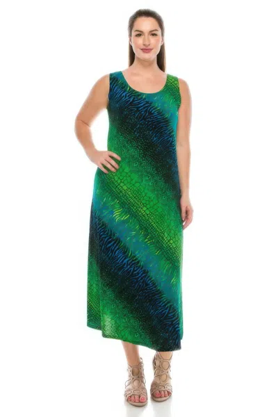 Truedames Abstract Print Stretchy Maxi Dress In Green