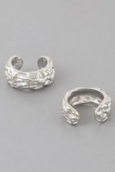 Truedames Abstract Ripple Hoop Earrings In Silver