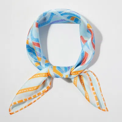 Truedames Abstract Tribal Print Square Bandana Scarf In Blue