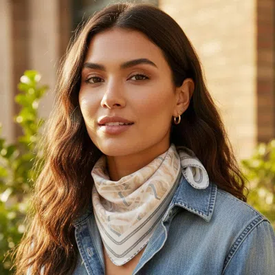 Truedames Abstract Tribal Print Square Bandana Scarf In Neutral
