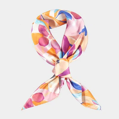 Truedames Abstract Tropical Bloom Printed Square Silky Satin Scarf In Multi