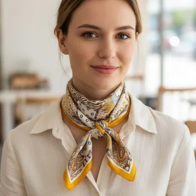 Truedames Abstract Tropical Palm Tree Leopard Pattern Printed Square Silky Satin Bandana Scarf In Multi