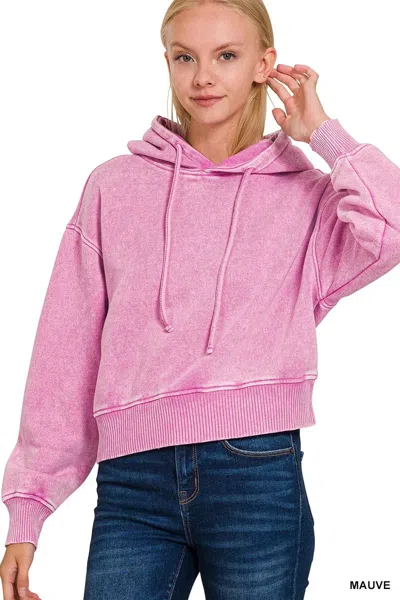Truedames Acid Wash Fleece Drawstring Cropped Hoodie In Multi