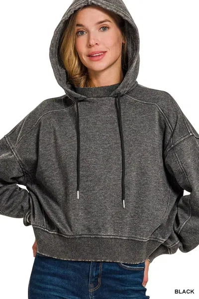 Truedames Acid Wash Fleece Hoodie In Black