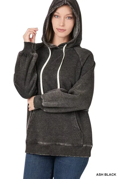 Truedames Acid Wash Fleece Hoodie With Drawstring In Black