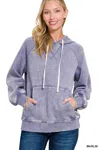 Truedames Acid Wash Fleece Hoodie With Kangaroo Pocket In Blue