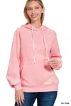 Truedames Acid Wash Fleece Hoodie With Kangaroo Pocket In Pink