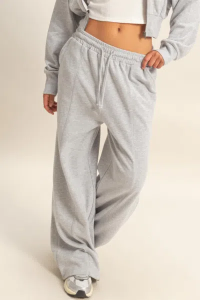 Truedames Acid Wash French Terry Wide-leg Pants In Gray