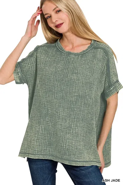 Truedames Acid Washed Double Gauze Round-neck Tee In Gray