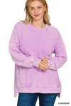 Truedames Acid Washed Double Ribbed Hi-low Sweatshirt In Purple