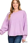 Truedames Acid Washed Exposed-seam Sweatshirt In Purple