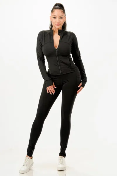 Truedames Active Jacket And Legging Set In Black