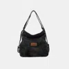 Truedames Adjustable Strap Denim Shoulder Bag In Black