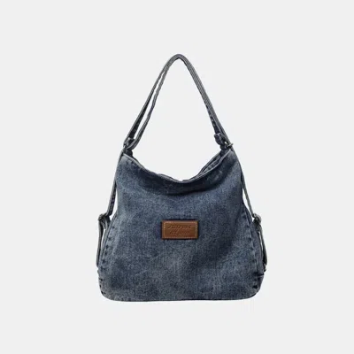 Truedames Adjustable Strap Denim Shoulder Bag In Blue