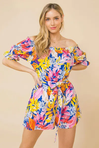 Truedames Admire You Blossom Romper In Blue