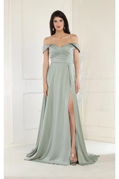 Truedames A-line Corset Off The Shoulder Maxi Formal Prom Dress In Green