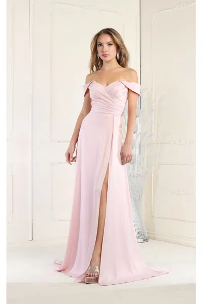 Truedames A-line Corset Off The Shoulder Maxi Formal Prom Dress In Pink