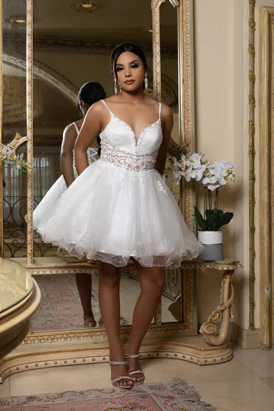 Truedames A-line Homecoming Dress Glitter Tulle Beaded Lace Bodice Spaghetti Straps In Multi