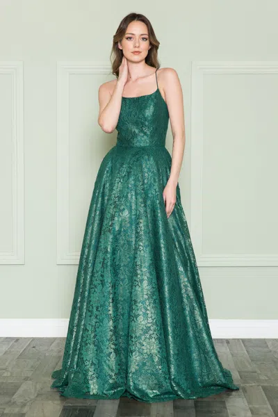 Truedames A-line Lace Formal Evening Corset Gown In Green